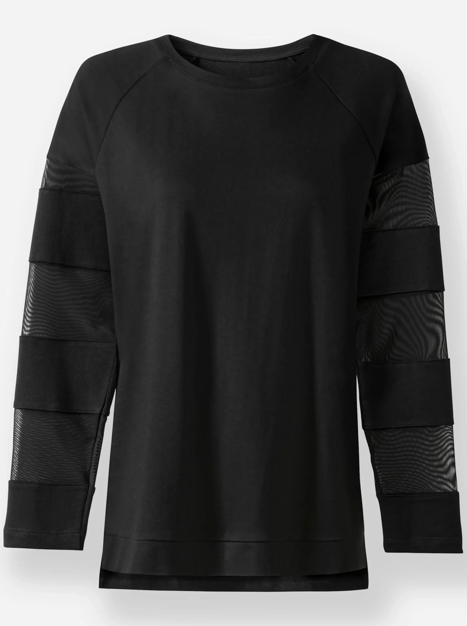 Pullover|heine Sweatshirt mit transparenten Mesh-Einsätzen schwarz