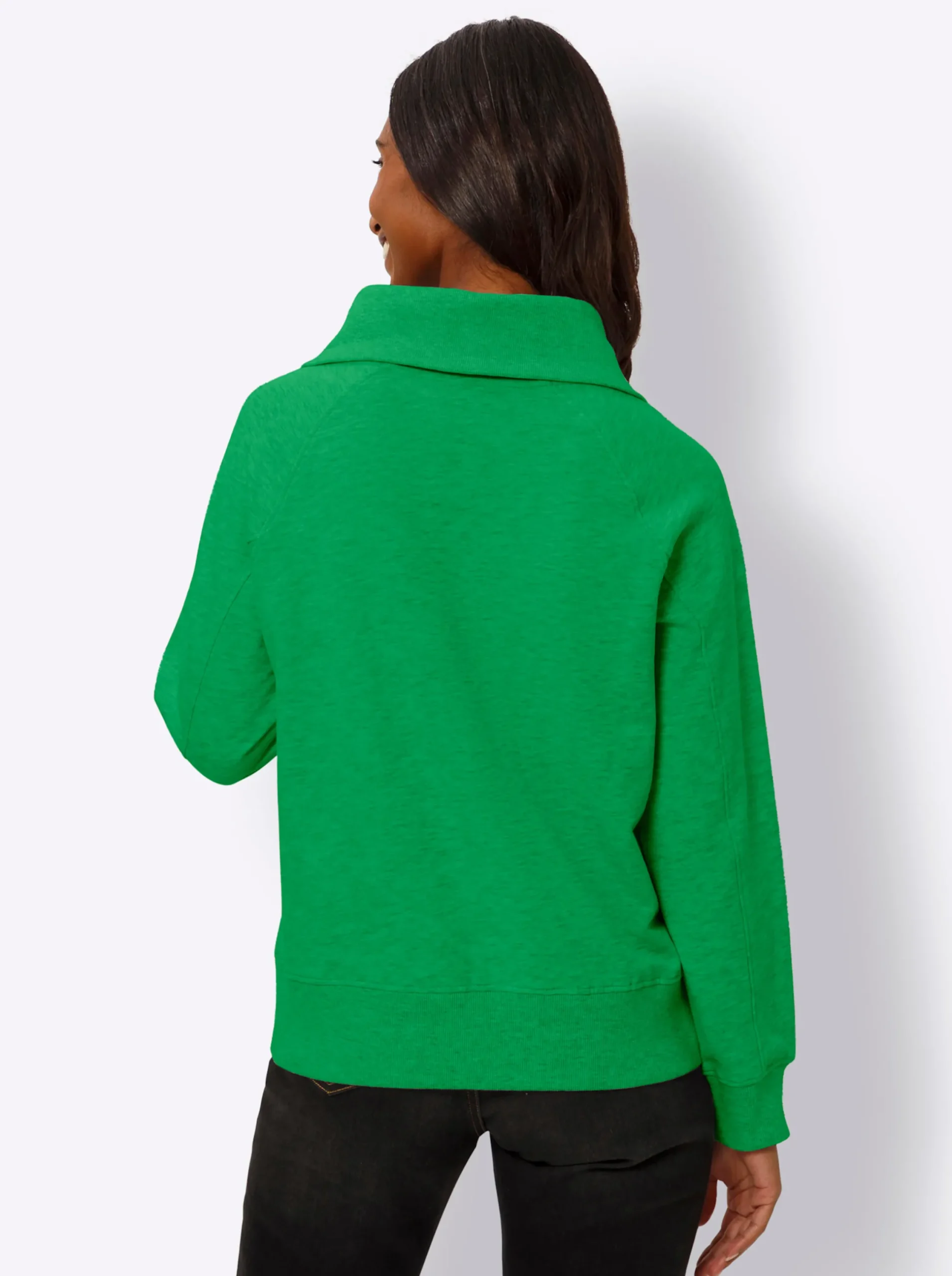 Pullover|Shirts|heine Sweatshirt mit Troyer-Kragen grasgrün
