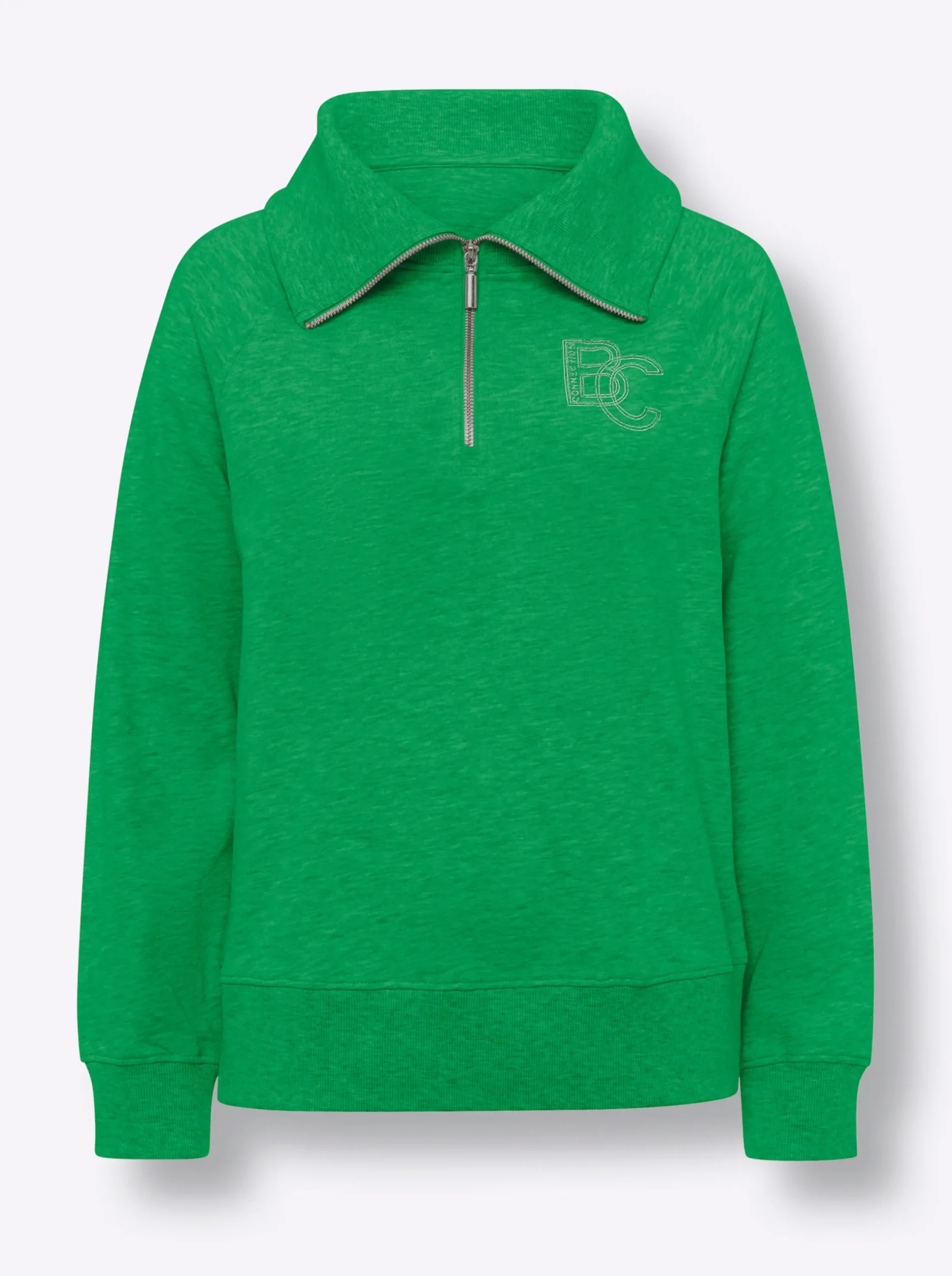 Pullover|Shirts|heine Sweatshirt mit Troyer-Kragen grasgrün