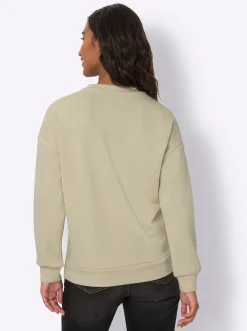 Shirts|heine Sweatshirt mit V-Ausschnitt, weich sand