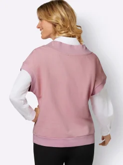 Pullover| Sweatshirt mit V-Ausschnitt hortensie