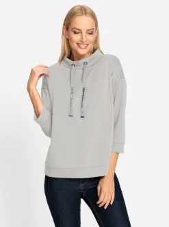 Shirts|heine Sweatshirt mit verstellbarem Stehkragen hellgrau