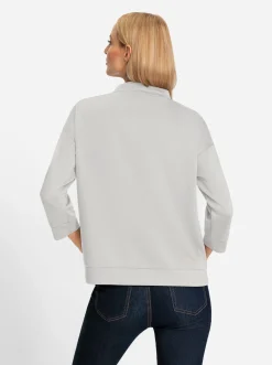 Shirts|heine Sweatshirt mit verstellbarem Stehkragen hellgrau