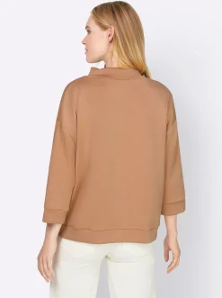 Shirts|heine Sweatshirt mit verstellbarem Stehkragen camel