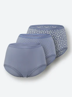 Unterhosen|wäschepur Taillenslip 2xtaubenblau-bedruckt+1xtaubenblau