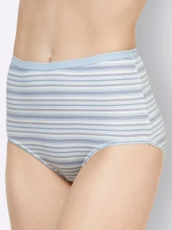 Unterhosen|wäschepur Taillenslip 2xrosenquarz-gestreift+2xeisblau-gestreift