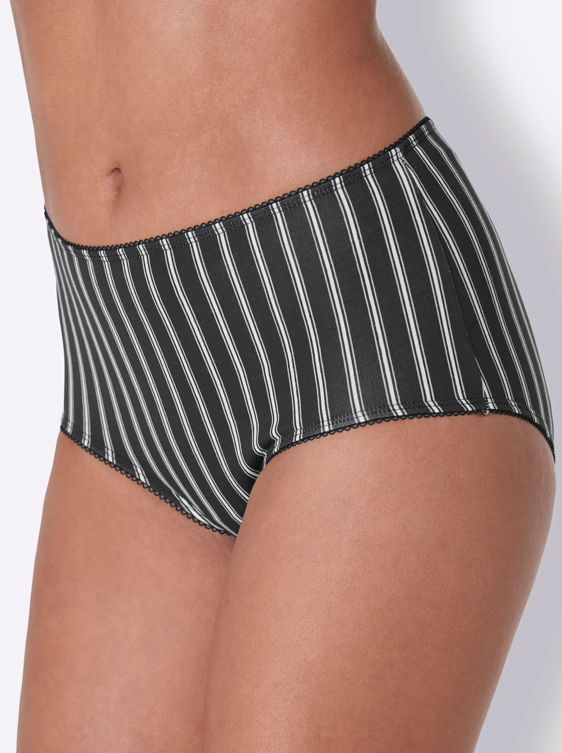 Unterhosen|wäschepur Taillenslip 5xweiß-schwarz-gestreift+5xschwarz-weiß-gestreift
