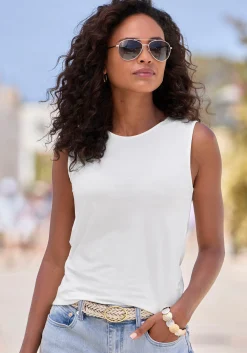 Strandmode|Shirts|LASCANA Tanktop hellblau,creme