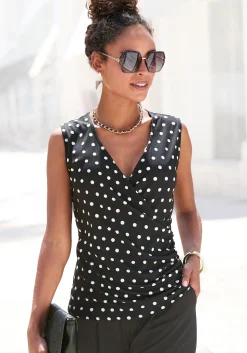 Shirts|LASCANA Tanktop schwarz-weiß-bedruckt