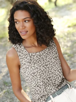 Shirts| Tanktop taupe-ecru-gemustert