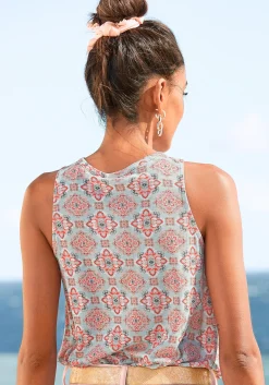 Shirts|Vivance Tanktop grau-rot-bedruckt
