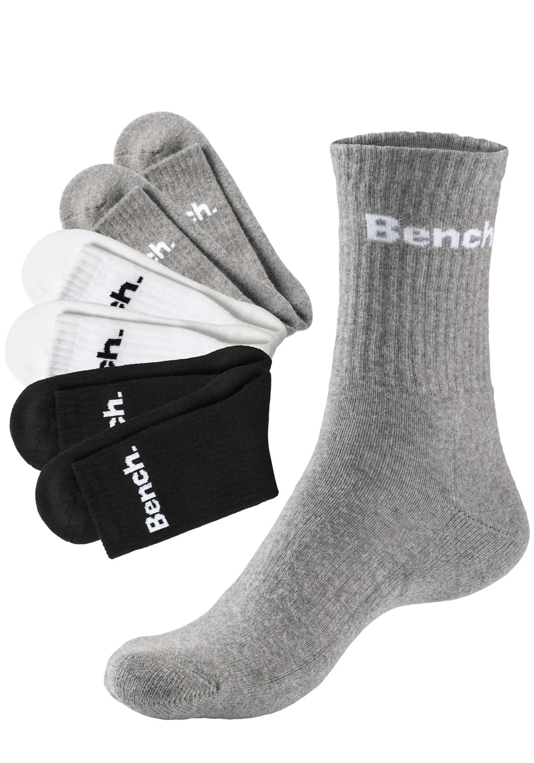 Strümpfe & Socken|Bench. Tennissocken 2xschwarz,2xweiß,2xgrau-meliert