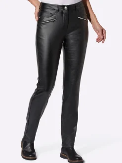 Hosen| Thermohose aus Leder-Imitat schwarz