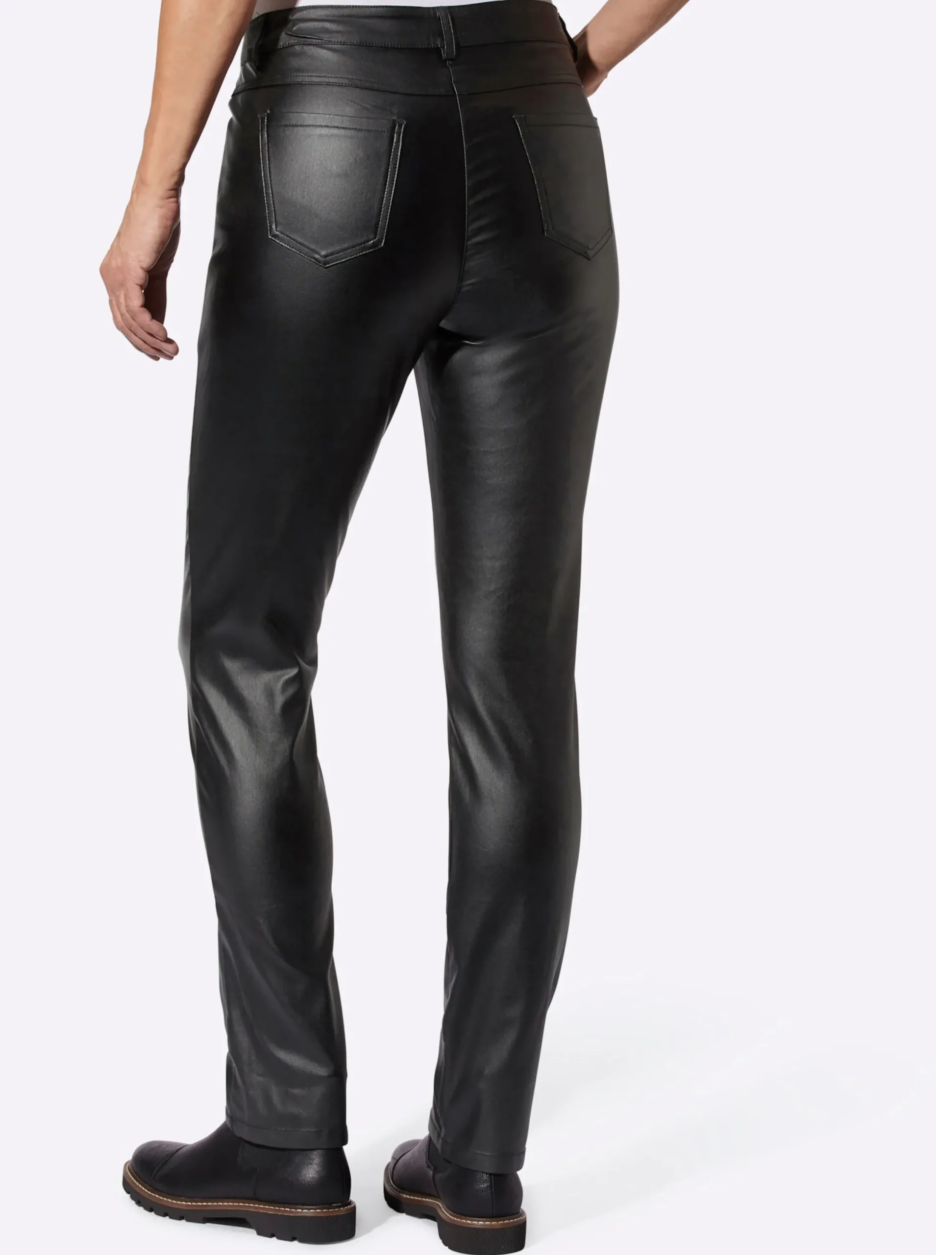 Hosen| Thermohose aus Leder-Imitat schwarz