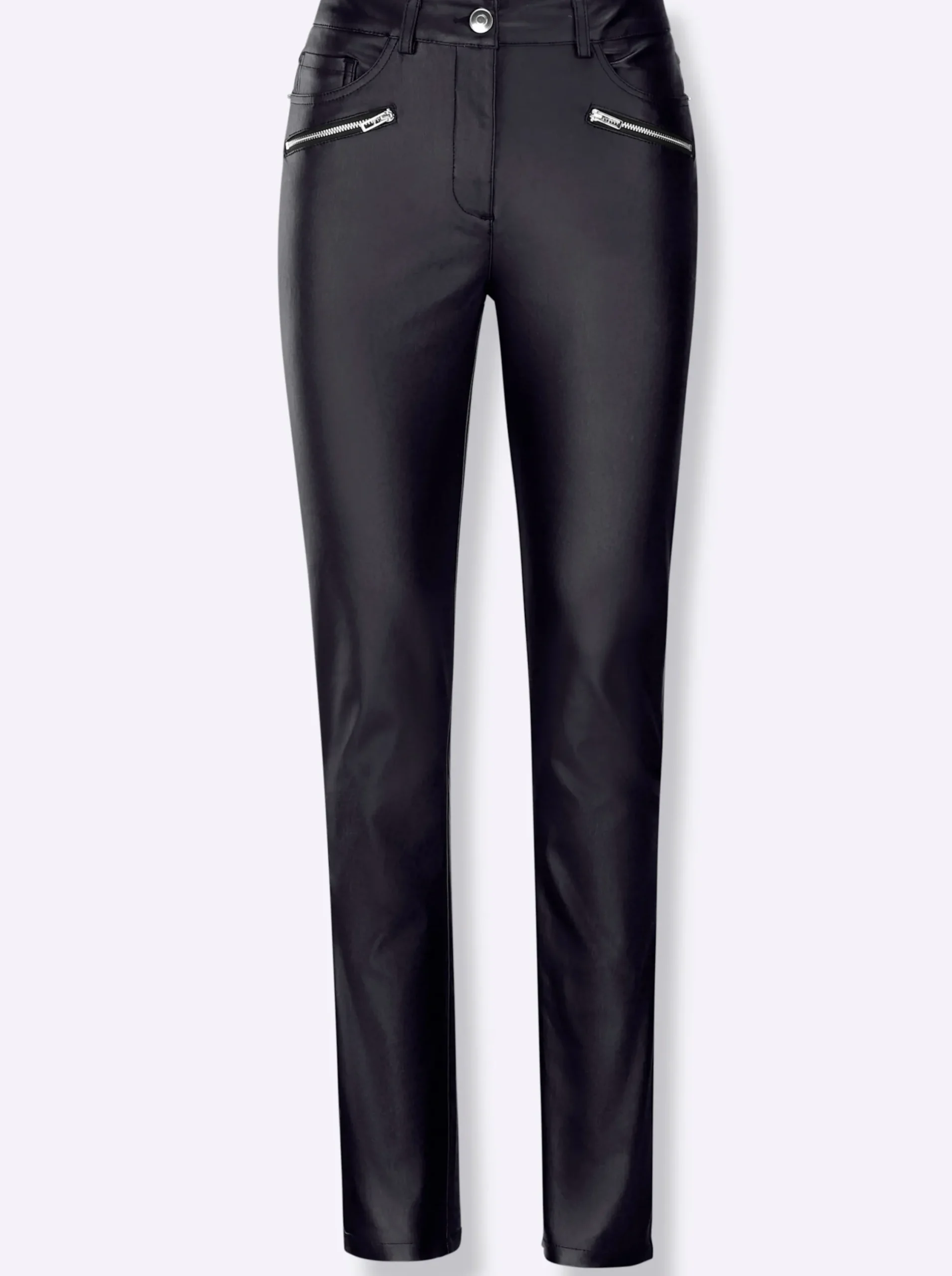 Hosen| Thermohose aus Leder-Imitat schwarz