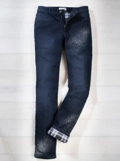 Jeans| Thermojeans mit kariertem Futter darkblue-denim