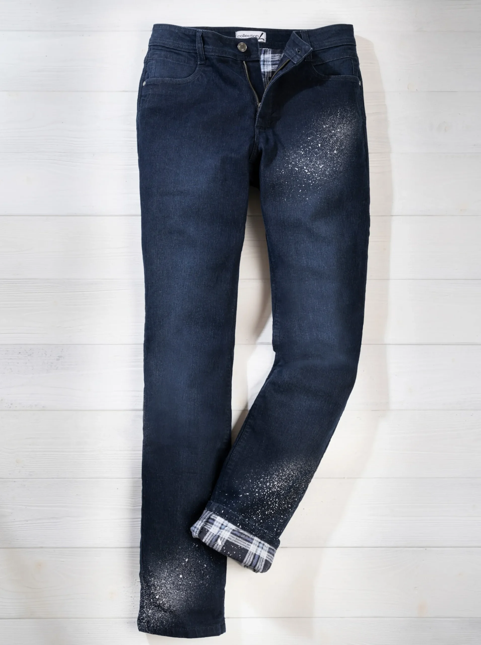 Jeans| Thermojeans mit kariertem Futter darkblue-denim