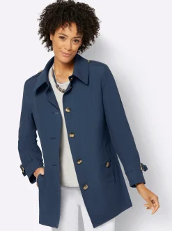 Jacken| Trenchcoat mit Schlitz hinten dunkelblau