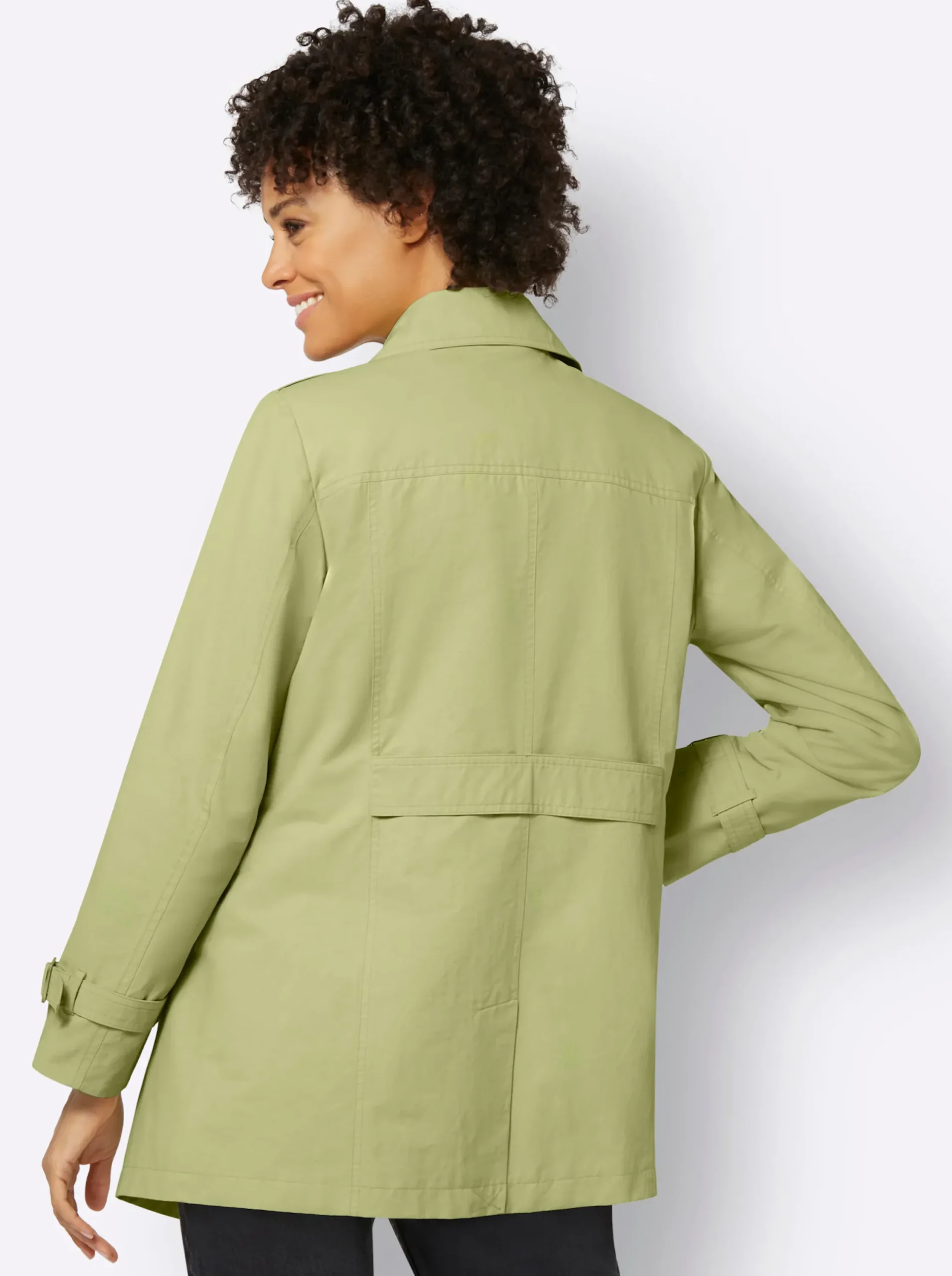 Jacken| Trenchcoat mit Schlitz hinten lindgrün
