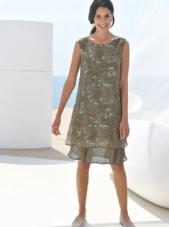 Kleider| Trägerkleid im Lagen-Look, pflegeleicht schilf-rosé-bedruckt