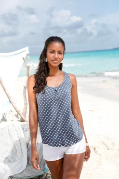 Strandmode|Shirts|LASCANA Trägertop rauchblau,creme