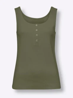 Shirts|heine Trägertop mit Druckknopf-Leiste khaki