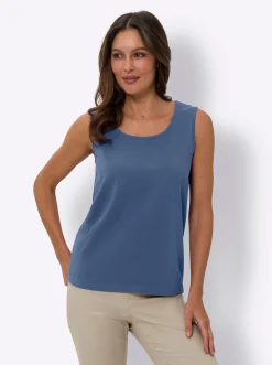Shirts| Trägertop mit Rundhals-Ausschnitt jeansblau