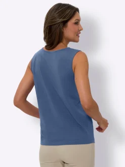 Shirts| Trägertop mit Rundhals-Ausschnitt jeansblau