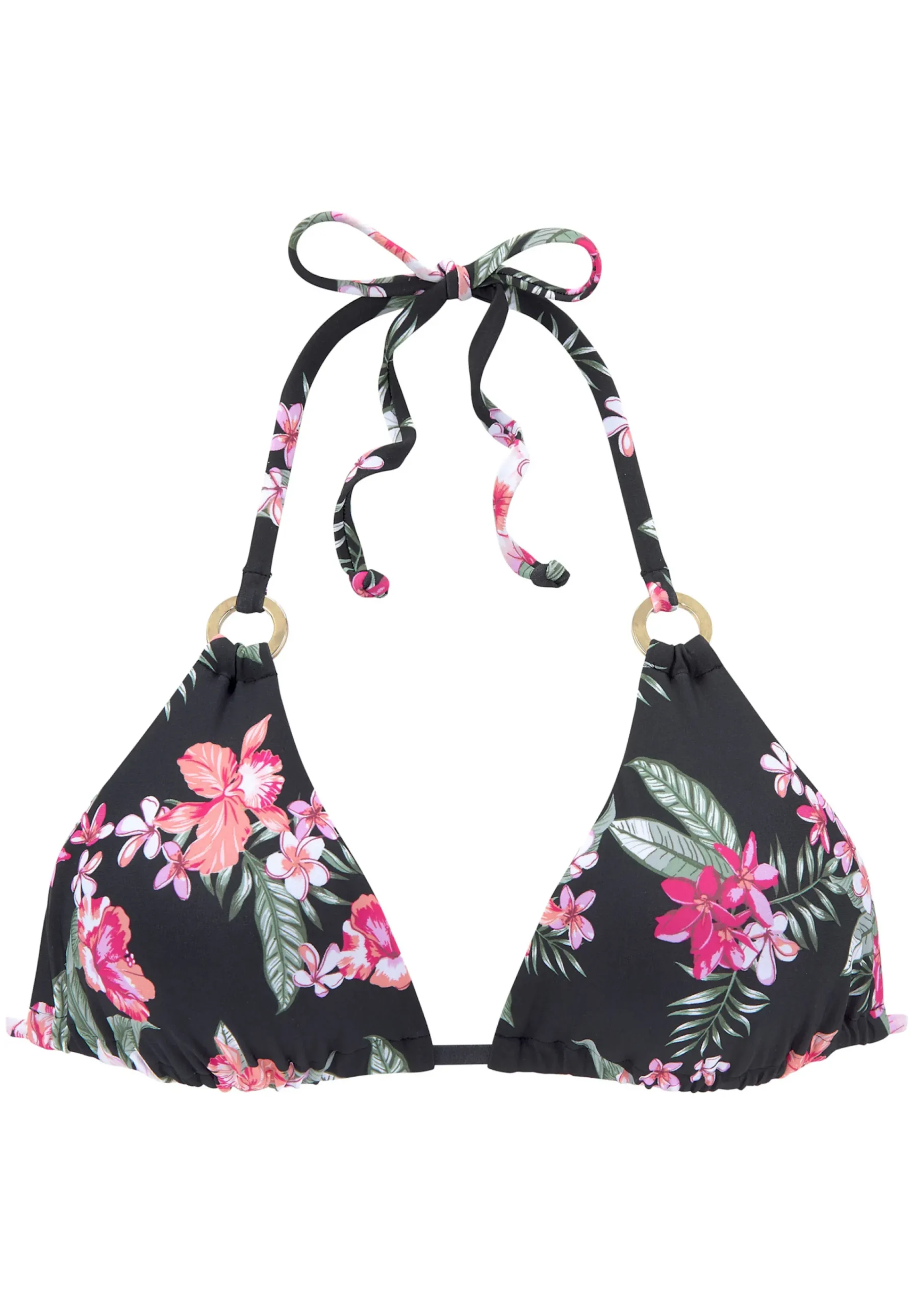 Bikinis|LASCANA Triangel-Bikini-Top schwarz-bedruckt