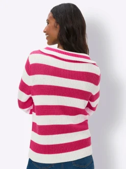 Pullover|heine Troyer pink-ecru-geringelt