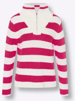 Pullover|heine Troyer pink-ecru-geringelt