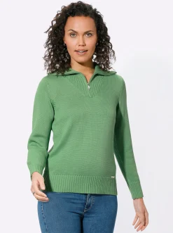 Pullover| Troyer mit breiten Rippabschlüssen apfel