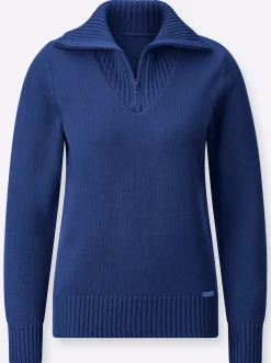 Pullover| Troyer mit breiten Rippabschlüssen royalblau