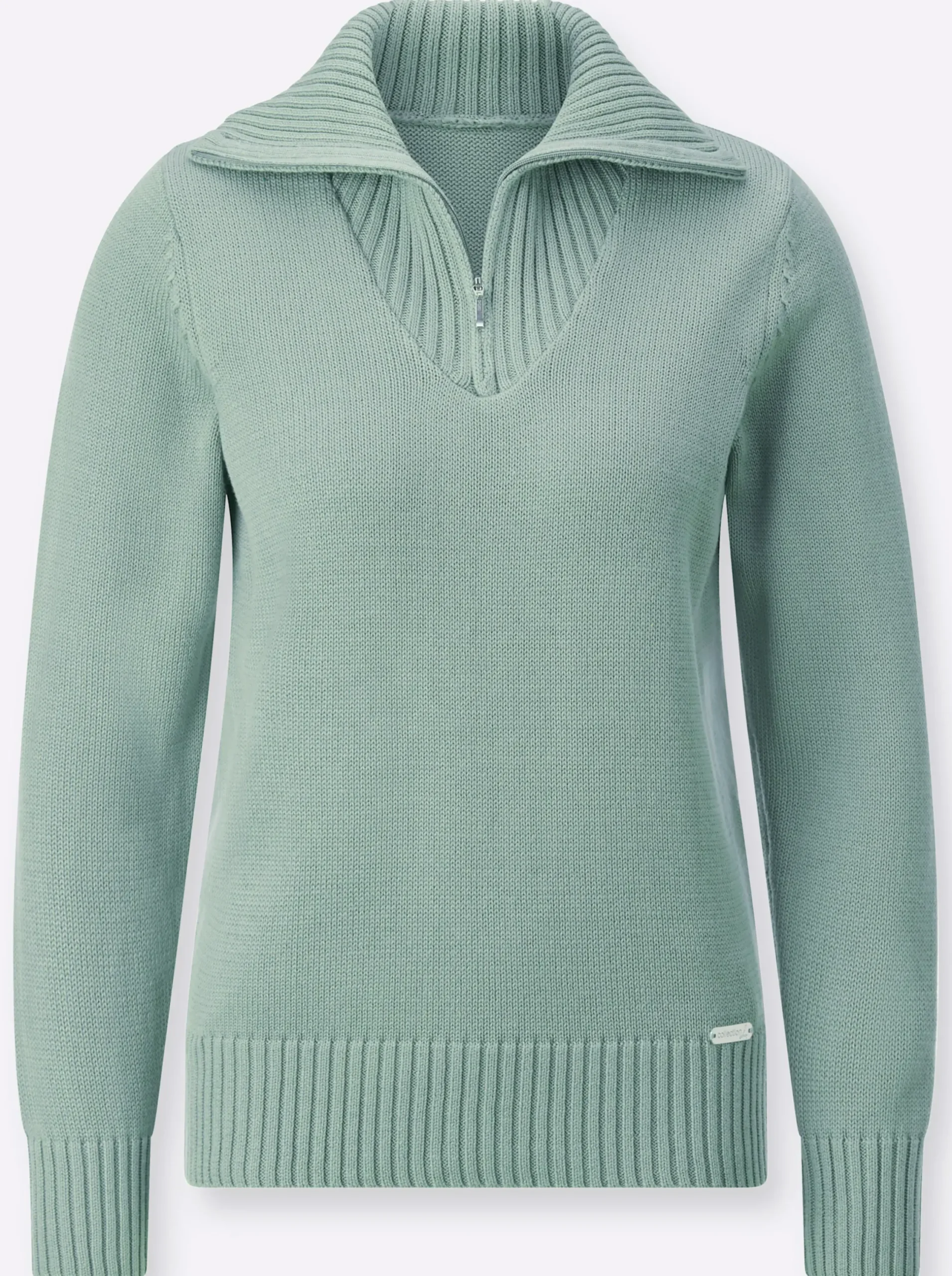 Pullover| Troyer mit breiten Rippabschlüssen kalkmint