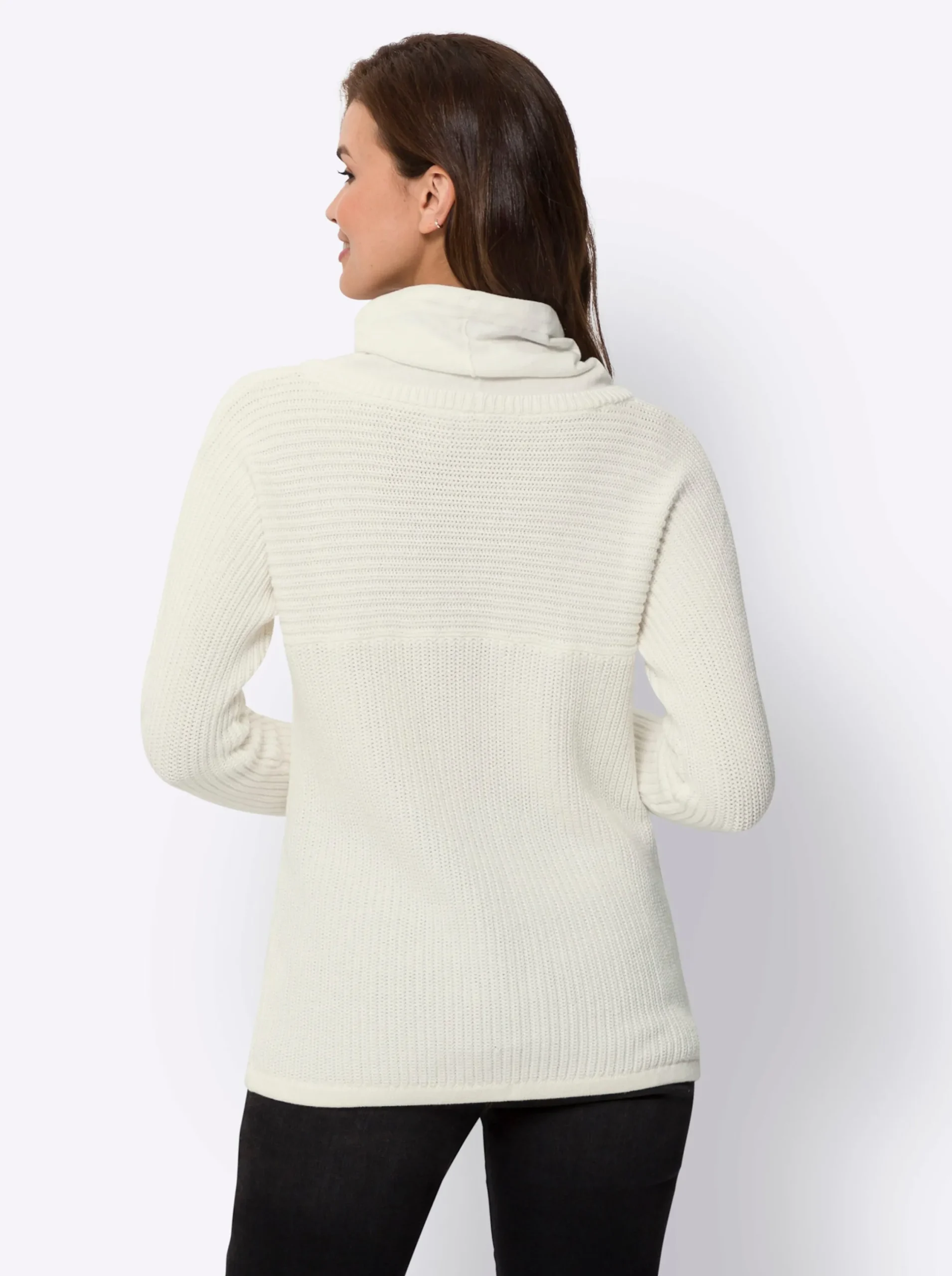 Pullover|heine Troyer mit Tunnelzug und Bindeband an Ausschnitt und Saum ecru
