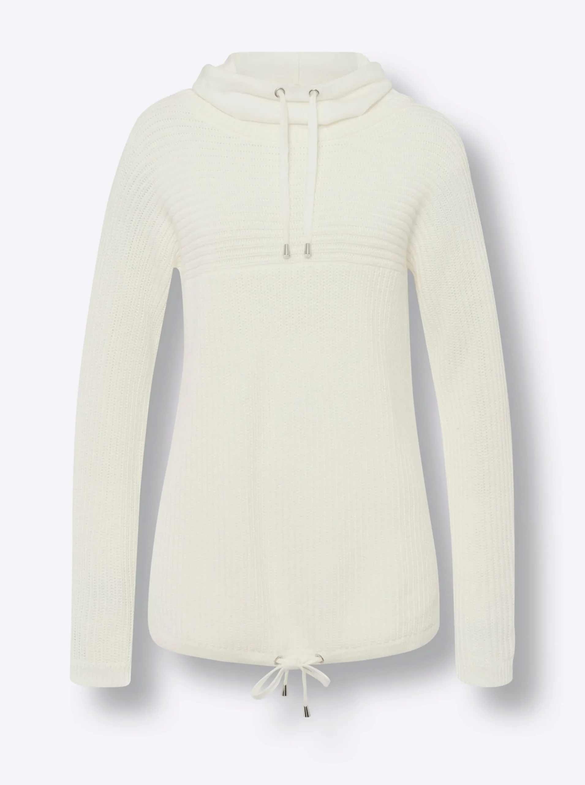Pullover|heine Troyer mit Tunnelzug und Bindeband an Ausschnitt und Saum ecru