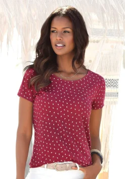 Shirts|LASCANA T-Shirt beere-gemustert,navy-gemustert
