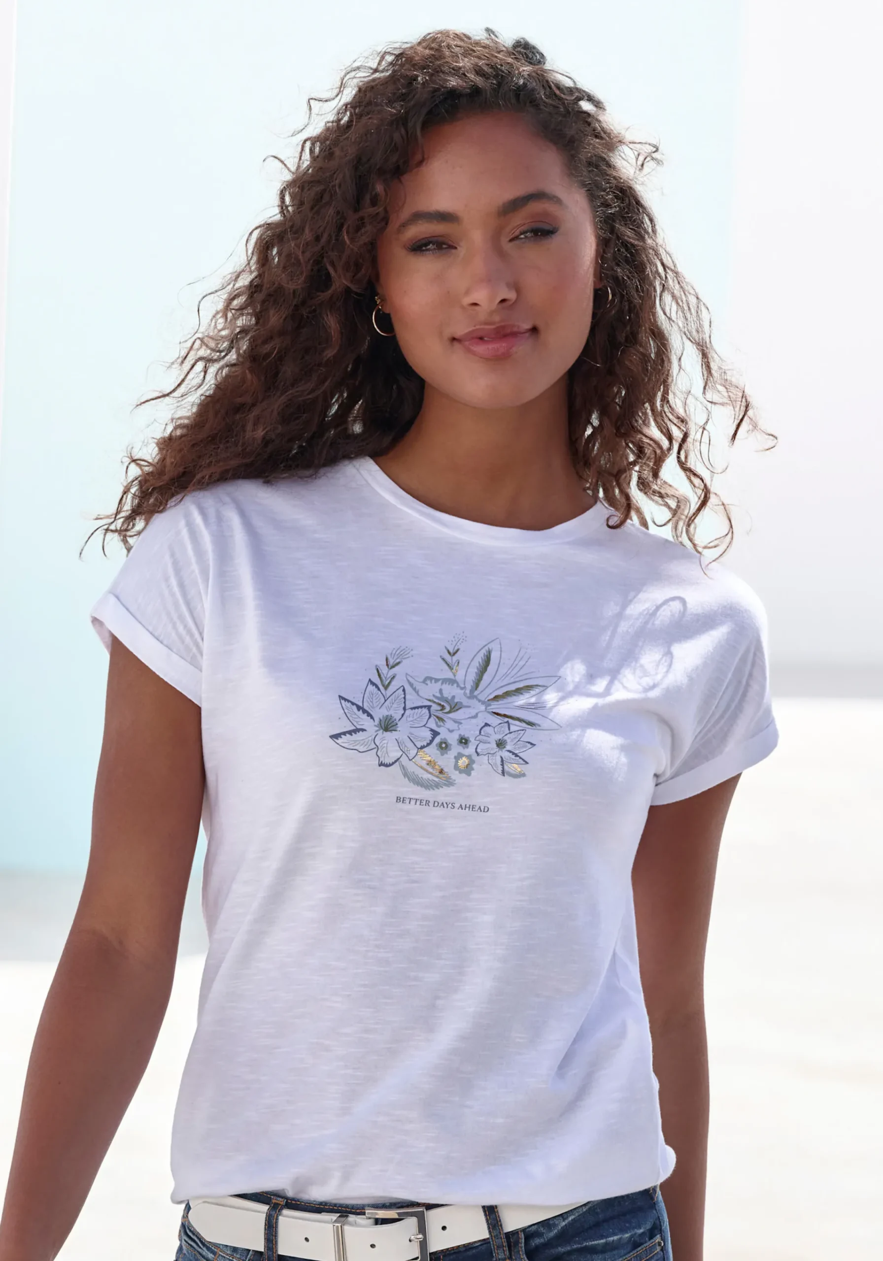Strandmode|Vivance T-Shirt weißbedruckt