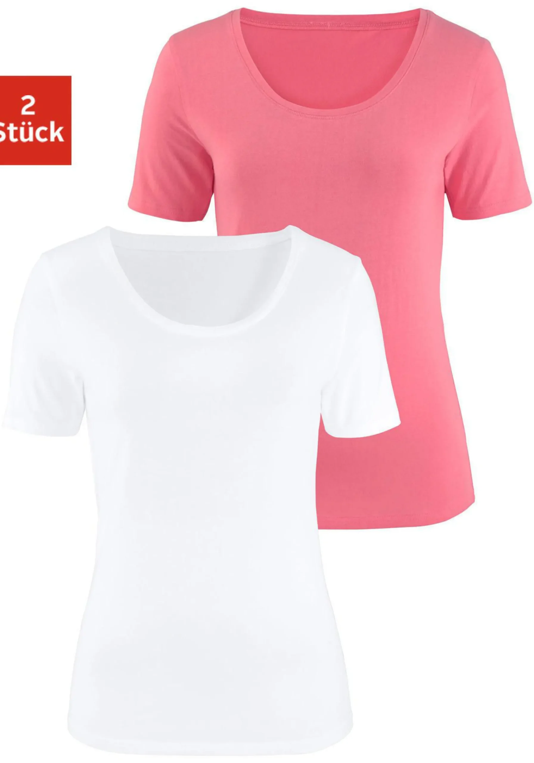 Strandmode|Shirts|Vivance T-Shirt apricot,weiß