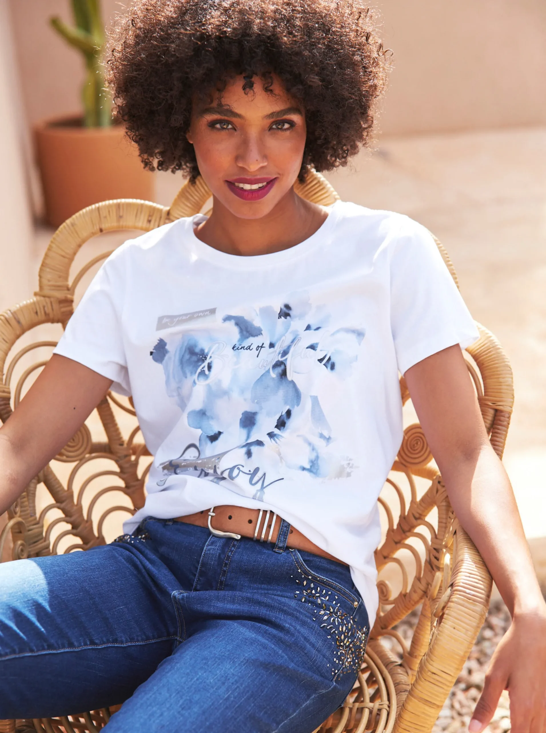 Strandmode|heine T-Shirt aus reiner Baumwolle weiß
