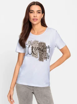Shirts|heine T-Shirt Mit Glitzersteinchen weiß