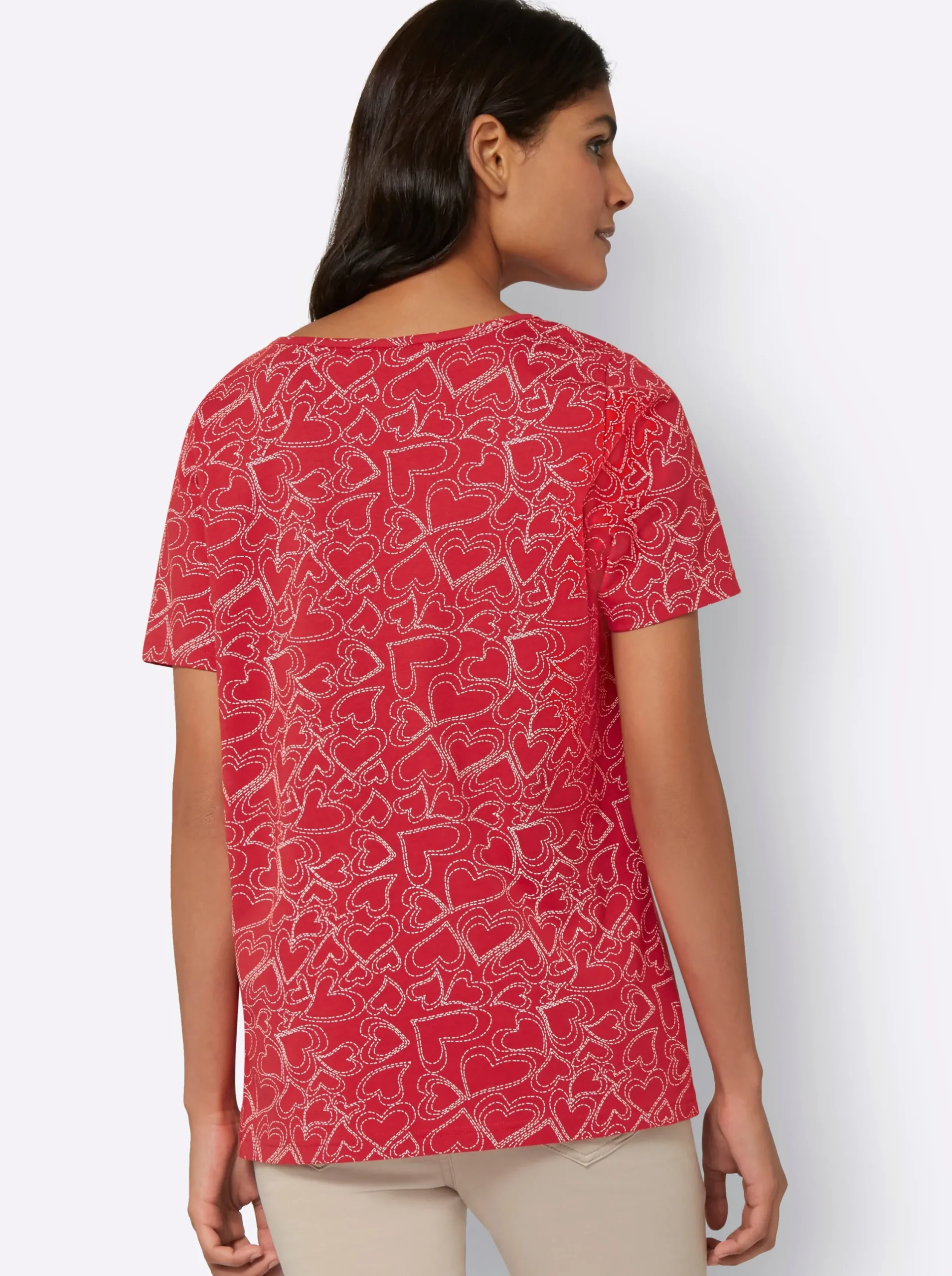 Shirts| T-Shirt mit Herzchen-Dessin erdbeere-bedruckt