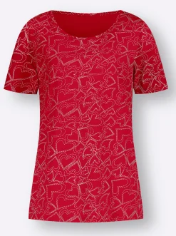 Shirts| T-Shirt mit Herzchen-Dessin erdbeere-bedruckt
