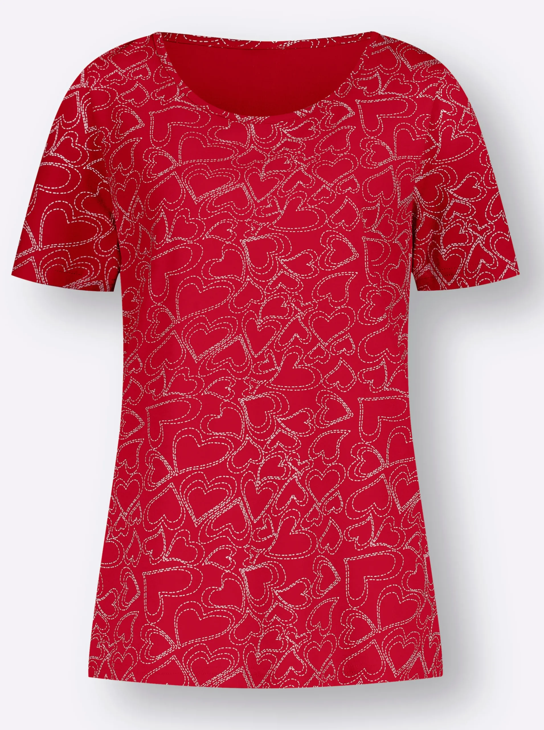 Shirts| T-Shirt mit Herzchen-Dessin erdbeere-bedruckt