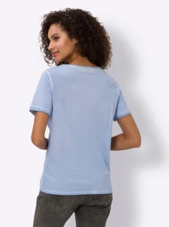 Shirts|heine T-Shirt mit Herz-Stickerei eisblau