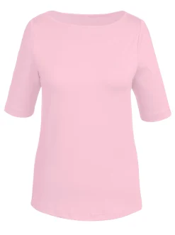 Shirts| T-Shirt mit U-Boot-Ausschnitt rosé