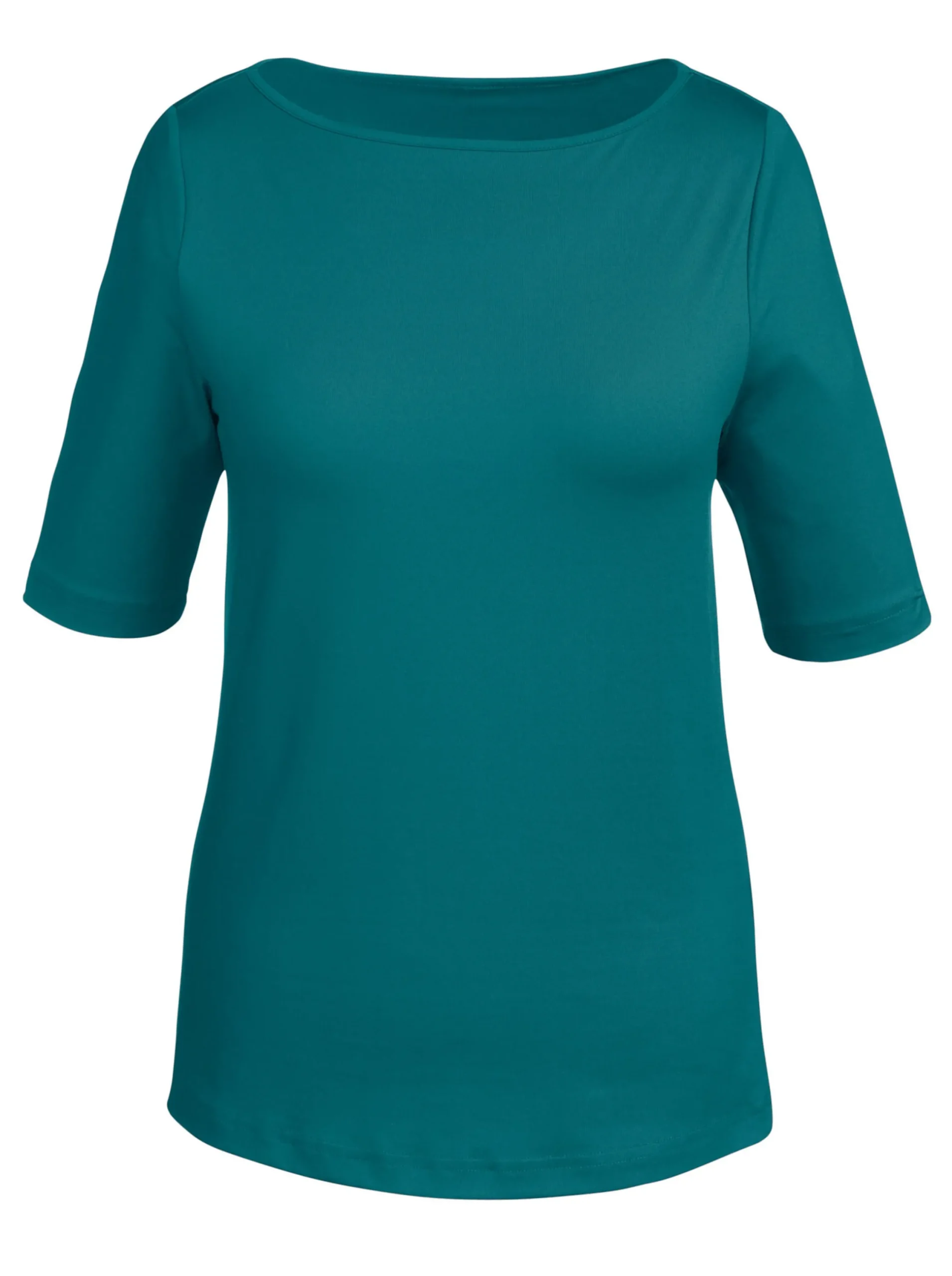 Shirts| T-Shirt mit U-Boot-Ausschnitt petrol