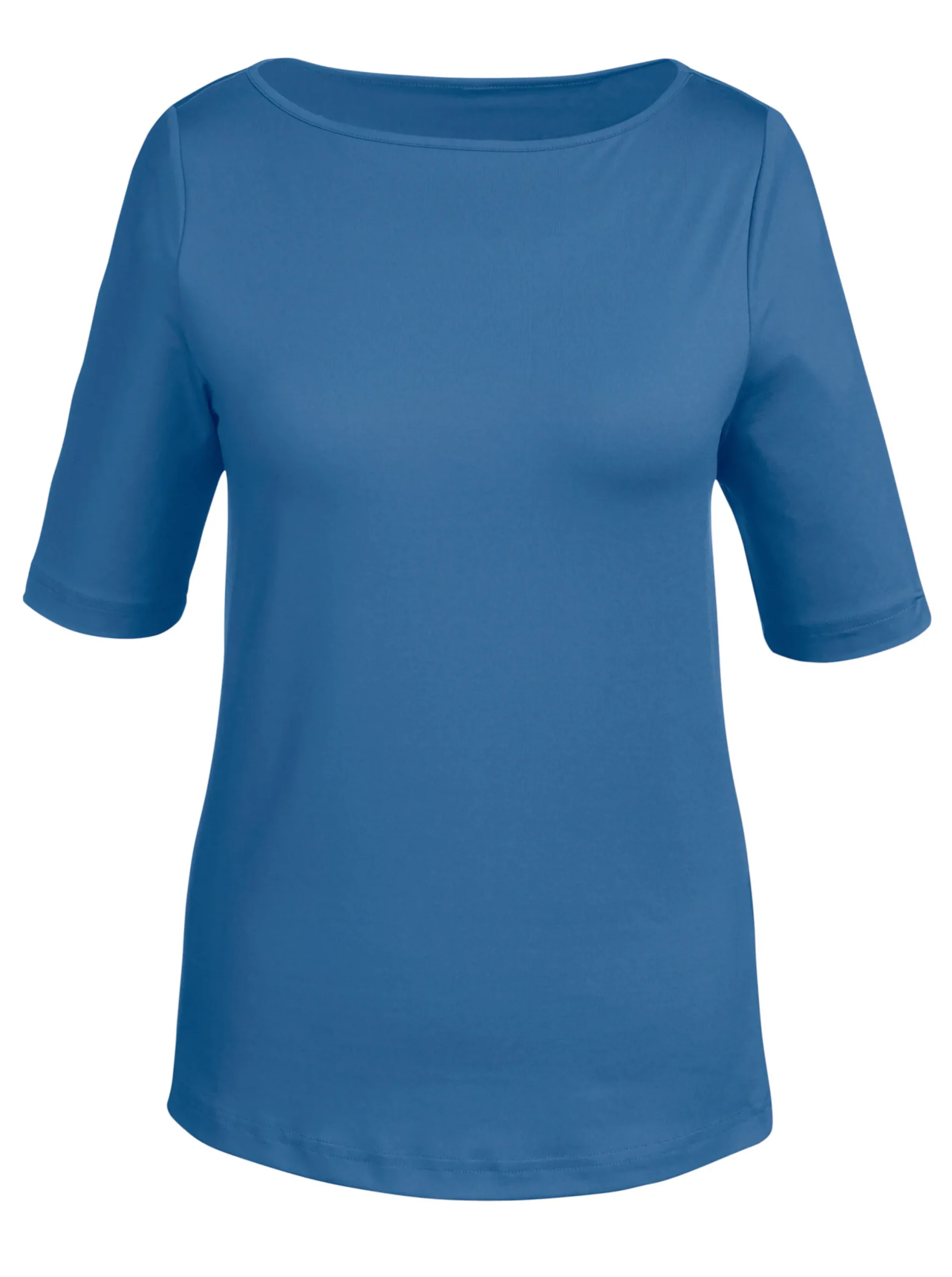 Shirts| T-Shirt mit U-Boot-Ausschnitt blau