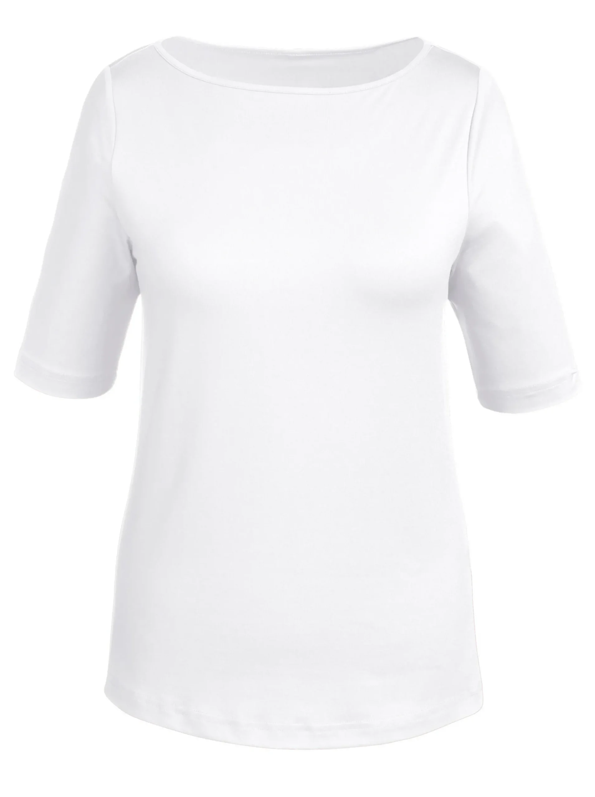 Shirts| T-Shirt mit U-Boot-Ausschnitt weiß
