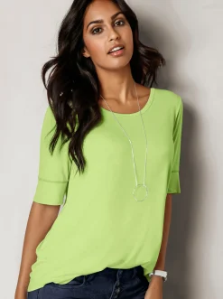 Shirts| T-Shirt mit zweilagigem Ärmelbündchen kiwi